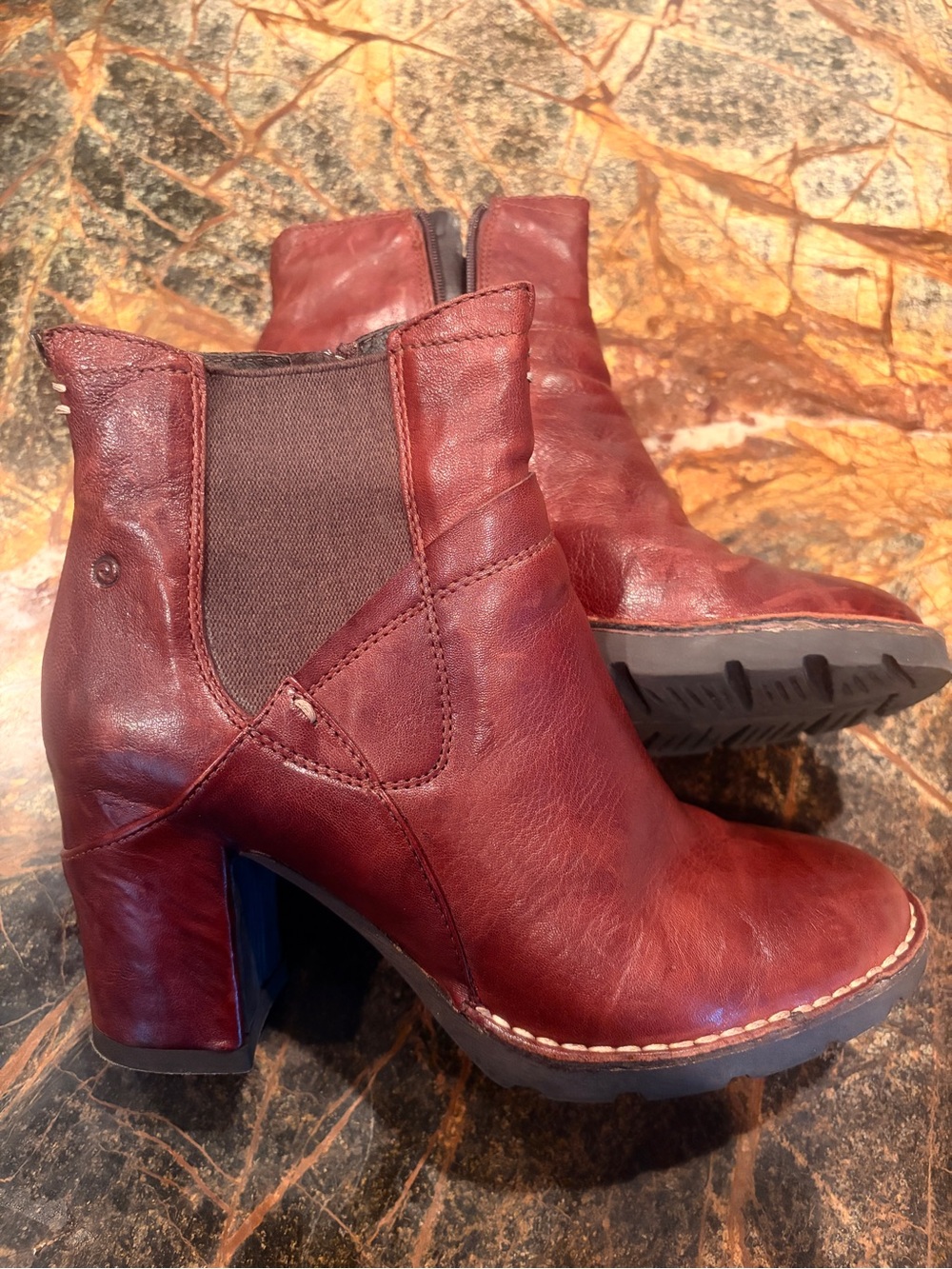Khiro Italian Women's Burgundy Leather Ankle Boots